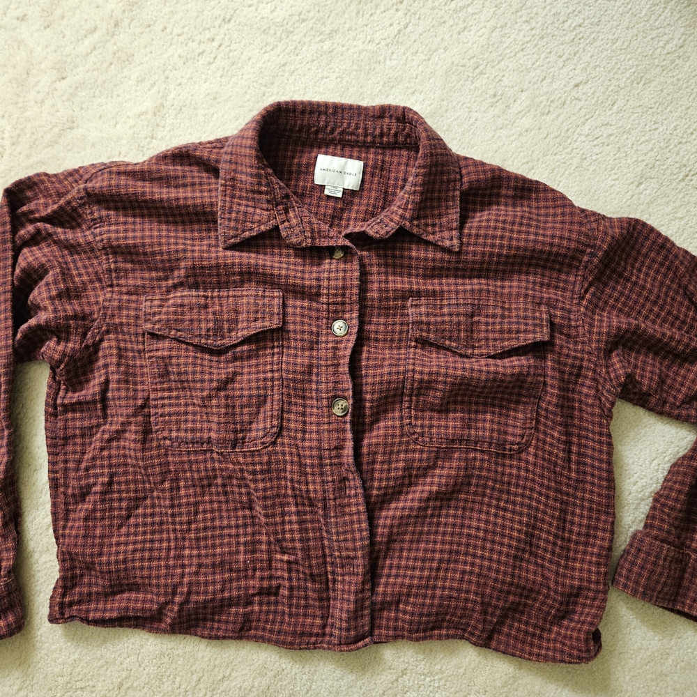 American Eagle Outfitters Red Plaid Button Down Shirt